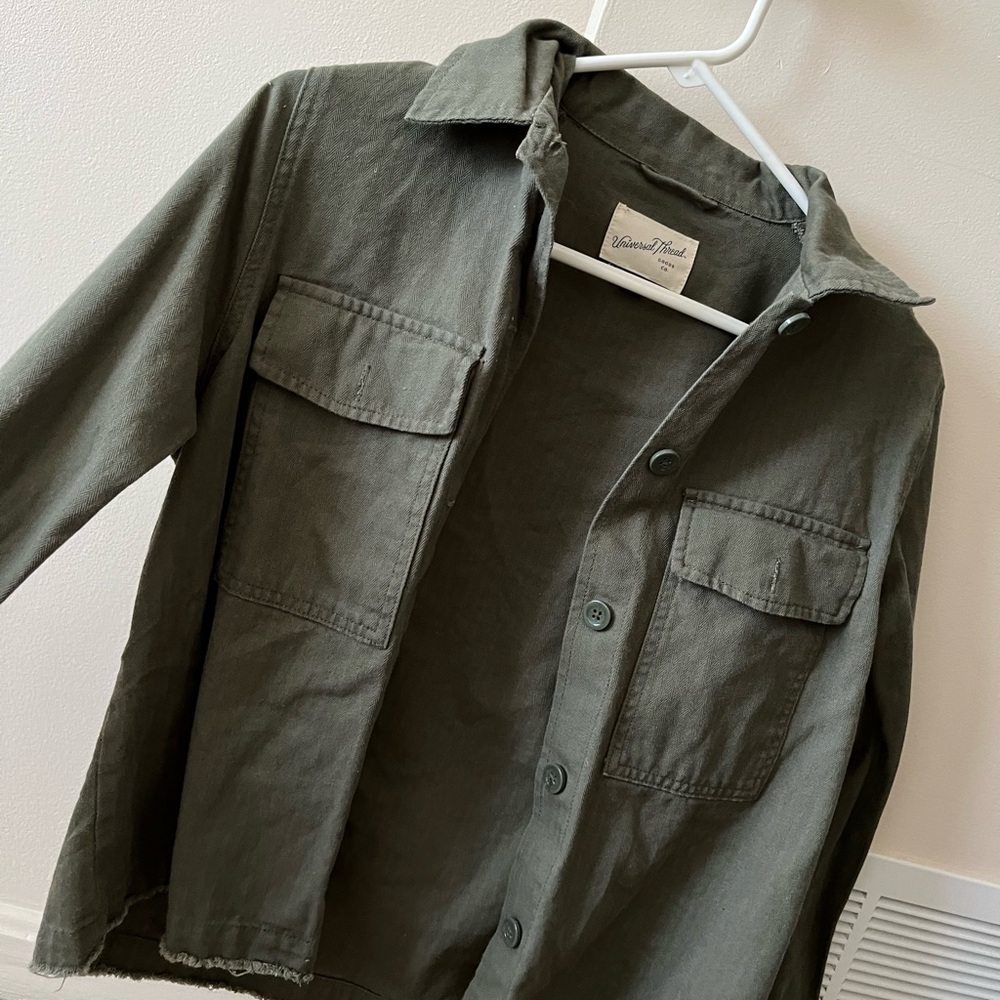 Green denim jacket
